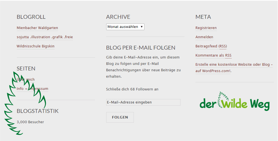 Der 3000ste Seitenzugriff auf „Der wilde&nbsp;Weg“